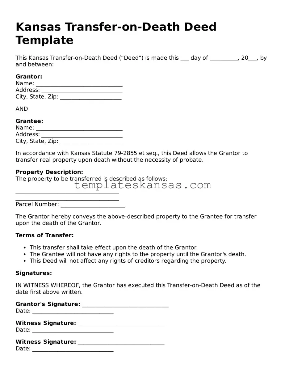 Fillable Kansas Transfer-on-Death Deed Form