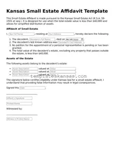 Fillable Kansas Small Estate Affidavit Form