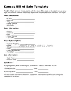 Fillable Kansas Bill of Sale Form
