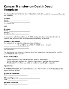 Fillable Kansas Transfer-on-Death Deed Form